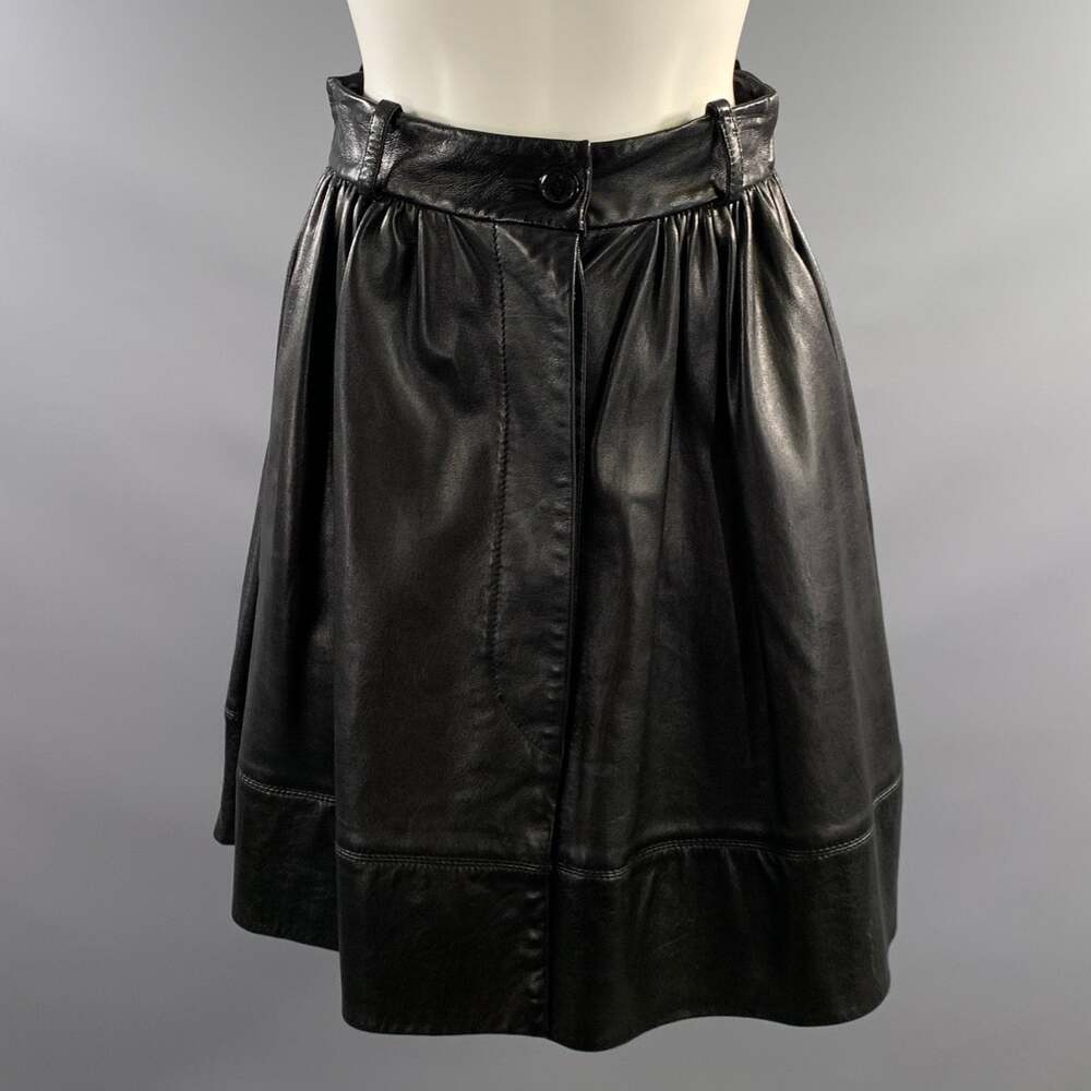 MOSCHINO COUTURE Size XS Black Leather A Line Knee Length Skirt